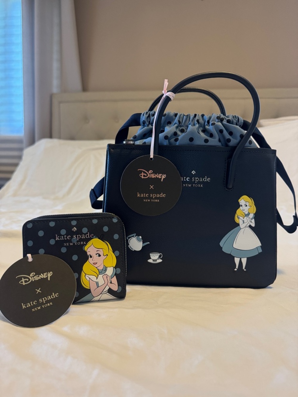 kate spade Navy Alice in Wonderland Satchel with Matching Wallet